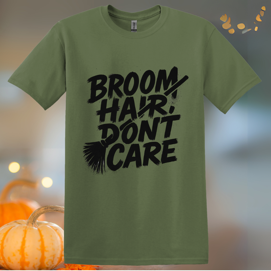 Broom Hair, Don't Care Halloween T-Shirt